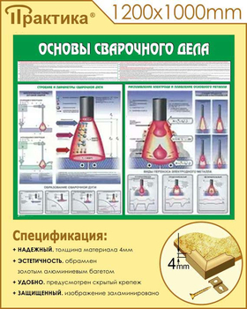 C35 Стенд основы сварочного дела (1200х1000 мм, пластик ПВХ 3 мм, алюминиевый багет золотого цвета) - Стенды - Тематические стенды - Магазин охраны труда и техники безопасности stroiplakat.ru